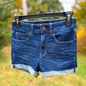 Aero Flex Effects High-Rise Cuffed Denim Midi Shorts